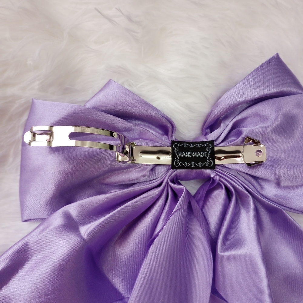 Lavender Extra Large Hair Bow Satin Clip - Picture 6 of 6